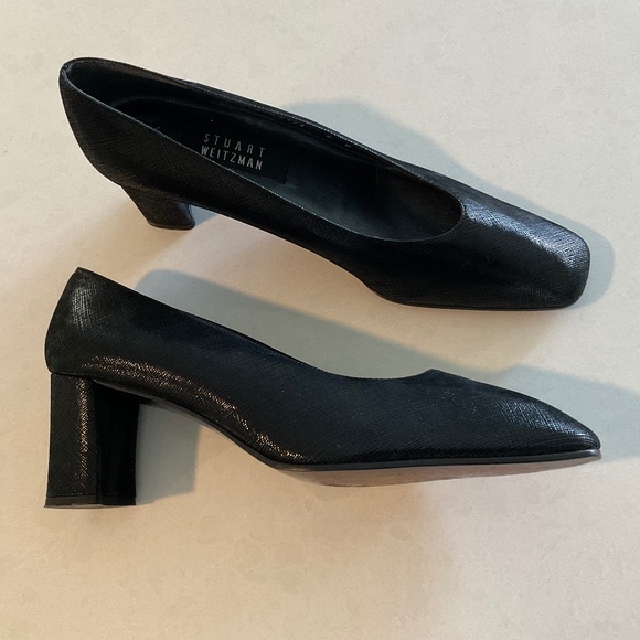 Stuart Weitzman Heels Black Textured  Size 9 - Picture 1 of 8